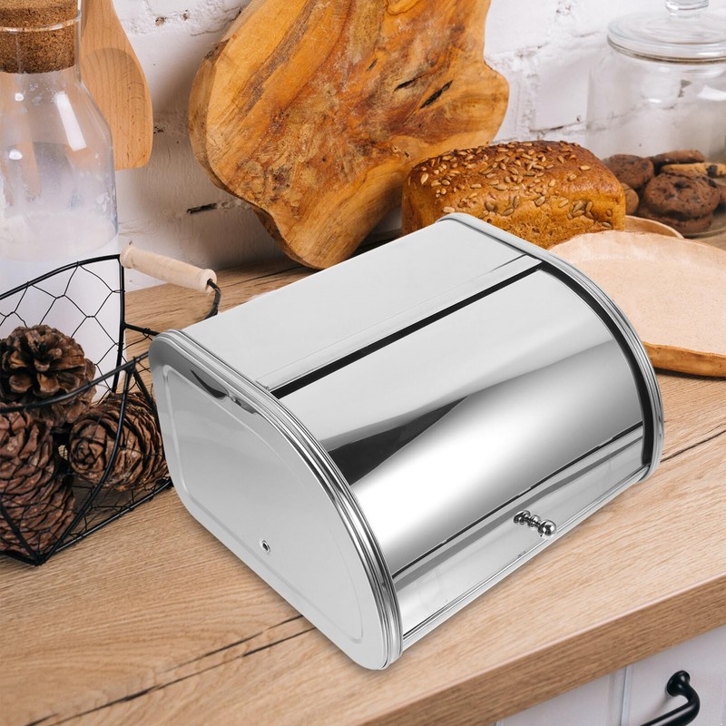 Alipis Bread Box Kitchen Storage Container Large Capacity Roll Top