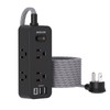 10 FT Black Extension Cord, BESHON Surge Protector Power Strip