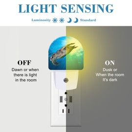 Uiaoiais Deep Sea Turtle Night Light for Kids, LED Night Light Plug into Wall with Dusk to Dawn Sensor for Girls Boys Women Men Room Decor, Hallway, Kitchen, Bathroom, Nursery, Stairs