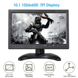 KALESMART 10.1 inch Small Computer Monitor HD 1024x600 with HDMI VGA BNC Port, Display Screen Monitor, Video HDMI Monitor - Build with Speakers