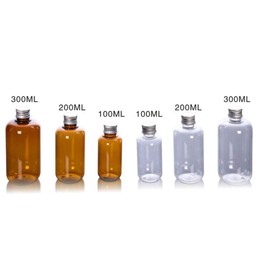 Beavorty 10pcs 200ml Empty Plastic Bottles with Aluminum Lids Makeup Water Holder Lotion Dispenser Leakproof Refillable Smooth Surface for Sorting (Light)