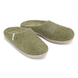 egos Slippers for Men and Women, Warm and Comfortable Felt Shoes for Winter and Summer, Handmade Felt Slippers for Women Made of 100% Natural Wool, moss green, 36 UK
