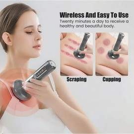 Cellulite-Massagegerät, Schröpfgerät Elektrisch mit 12 Saugstufen und Rotes Licht, Timing-Funktion und Flüssigkristallanzeige für Anti-Cellulite Linderung von Muskelermüdung Schmerzen