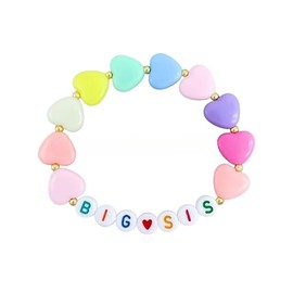Azusa Sun Colorful Big Sister Bracelet Heart Letter Beads Big Sis Announcement Stretch Bracelet for Women Christmas Birthday New Year Gift Y2K Jewelry-Multi BIG