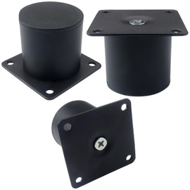 Roellgs Furniture Feet Round Black Metal Feet for Sofa Cabinet Feet with Fixing Screws for Home Office Beds and Countertops (10cm) (5cm)