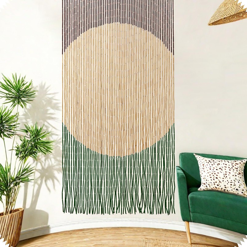 HYVAKUPPA Handmade Bamboo Beaded Curtain for Doorways 65 Strands 35.5"