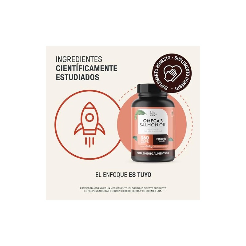 LIFE 360+ Omega 3 Salmon Oil | 360 cápsulas |