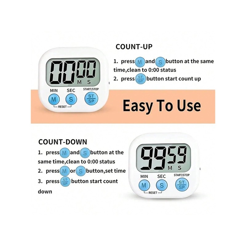 Digital Kitchen Timer (Upgraded Version) Big Digits, Loud Alarm, Magnetic