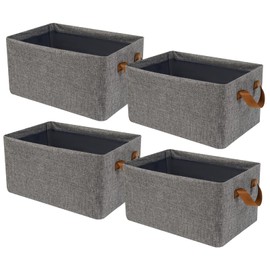SNWDN 4 Pack Foldable Closet Storage Bins Storage Baskets for Organizing with Handles Clothing Storage Containers for Organization Wardrobe (Gray,15x 10.2 x7.5 inches)