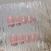 Nail Tips, Glossy Pink Marble Shell Stone Nail Set of