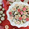 Red and Gold Quinceañera Chocolate Kisses Party Favor Stickers, Mis