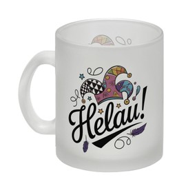 Karneval Glas Tasse mit Helau Narrenhut Lustiger Tassen-Spruch für Karnevalsliebhaber