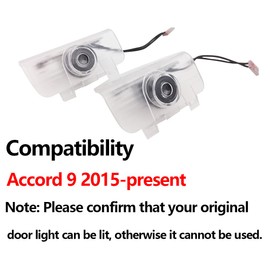 2 Pcs Car LED Projector Door Shadow Light Welcome Light Laser Emblem Logo Lamps Kit Puddle Lights LED Courtesy Step Lights Ground Lamp HD Kit Replacement for (Accord 9 2014-2021, Accord)