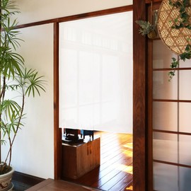 Noren Workshop 26825 Noren, Flameproof, Plain, White, For Stores, Restaurants, Dividers, Blindfold, Width 33.5 x Length 47.2 inches (85 x 120 cm), Flameproof Checkered Lace