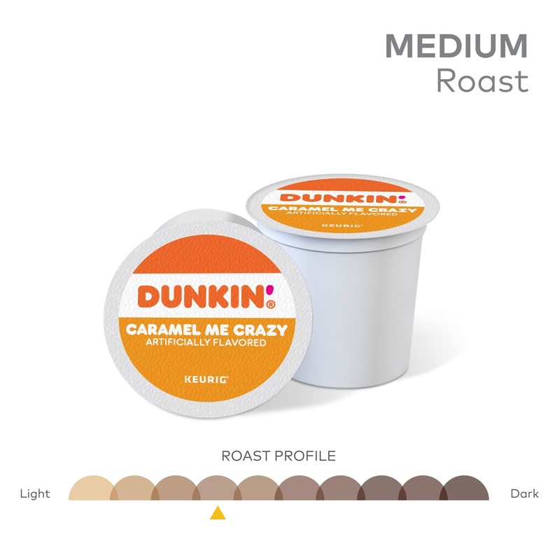 Dunkin' Donuts Coffee K-Cup® Pods, Caramel Me Crazy, Medium Roast,
