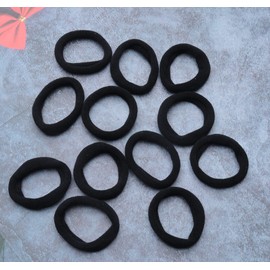 Ruwado 50 Pcs Nylon Hair Bands Multi Color Seamless Elastic Ponytail Holder No Crease Soft Hair Scrunchies Accessories for Women Girls Thick Long Thin Hair Workout Sports Outdoor Activities (Black)