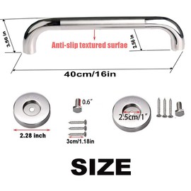 16 Inch Anti Slip Shower Grab Bar, Munzong Stainless Steel Bathroom Grab Bar, Satin Brushed Nickel Knurled Bathroom Balance Bar,Safety Hand Rail Support Handicap Elderly Senior Assist Bath Handle