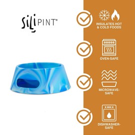 Silipint: Aqua-Fur Silicone Dog Bowl: Arctic Sky - 18oz Colapsible/Foldable, Lightweight, Feed & Water Dish, Pet Travel