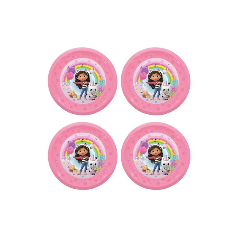 Procos - Gabby's Dollhouse Plastic Plates 4 Pack Reusable Party
