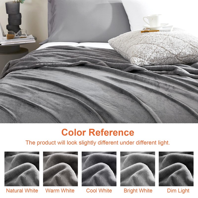 EHEYCIGA Fleece Blanket Grey Throws for Sofas Fluffy Warm Soft