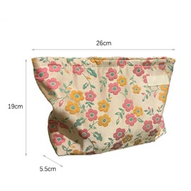 Cosmetic Bag, Corduroy, Travel Toiletry Bag with Zip, Corduroy Cosmetic Bag, Multifunctional Cosmetic Bag, Wash Bag, Portable Make Up Bag, Flower Pink