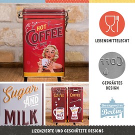 Nostalgic-Art Retro Coffee Tin 1.3 Litre Hot Coffee Now - Gift Idea for Nostalgia Fans Tin Tin with Aroma Lid Vintage Design