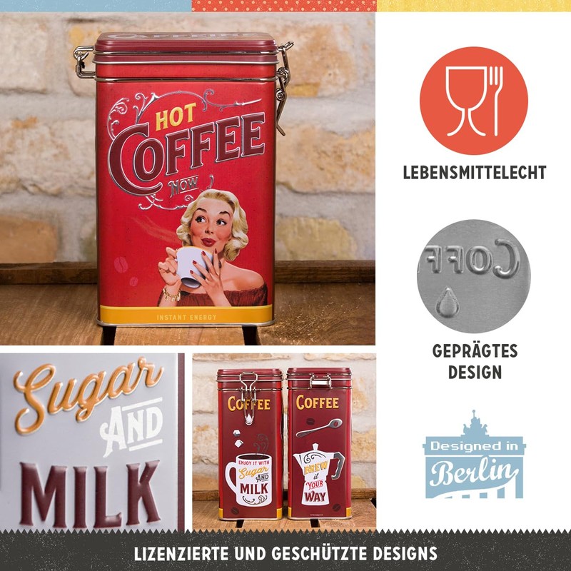 Nostalgic-Art Retro Coffee Tin 1.3 Litre Hot Coffee Now -