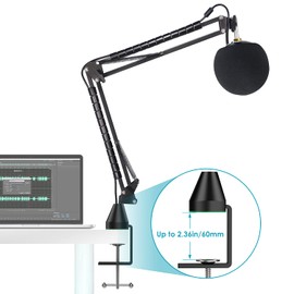 YOUSHARES Microphone Stand with Foam Cover - Mic Boom Arm Stand Pop Filter Compatible with Blue Snowball Microphone