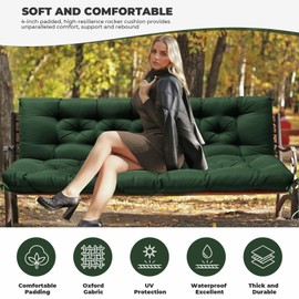 DANGHOOGY Porch Swing Cushions, Waterproof Swing Cushions Replacement with Backrest, Outdoor Swing Bench Cushions 2-3 Seater Replacement for Patio Furniture (Green)
