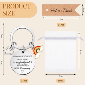 Otuuz 24 Sets Thank You Gifts with Inspirational Rainbow Keyring Organza Bag Thank You Gift Tags Farewell Gift for Colleagues Friends Employees Teachers, rainbow