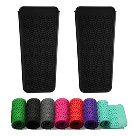 ZAXOP - Juego de 2 bolsas de silicona resistente al calor para planchar, rizar, alisar el pelo, varitas para rizar el pelo, herramientas de pelo caliente (negro y negro)