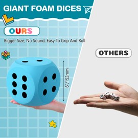 Shappy 6 Inches Foam Dice Fun Filled Large Educational Toy Kawaii Giant Dice Decorative Eva Foam Jumbo Dice Big Square Building Blocks for Board Game Nights Learning Sessions(Sky Blue)