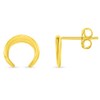 Solid 14k Yellow Gold Double Horn Crescent Moon Stud Earrings