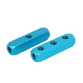 Aexit 1/4" (Power tool) PT Thread 3 Way Quick Connect Air Hose Manifold Block Splitter (90ry78qf99) Blue 2PCS