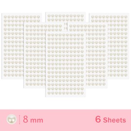 MYDBUYSOME 900PCS Pearl Stickers Pearls for Crafting - Self Adhesive Pearls for Hair Face Makeup Eye Nail Crafts, Stick On Gems (6 Sheets, 8mm Round)