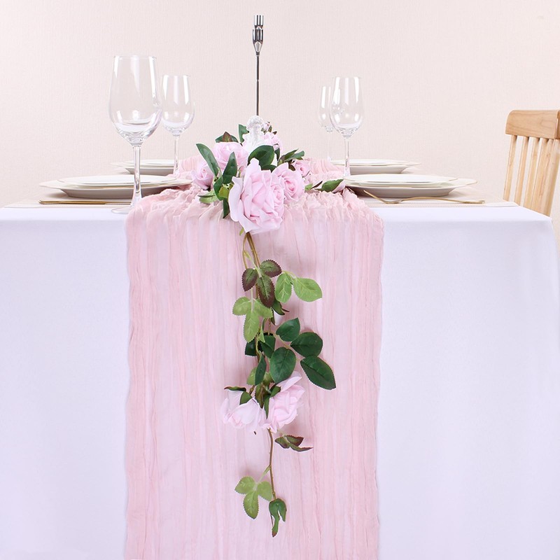 SAJOO Pink Cheesecloth Table Runner 1Pc 13ft Rustic Gauze Table