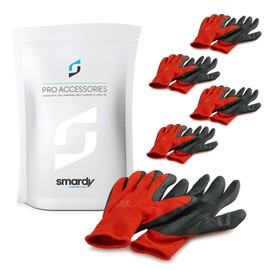 SMARDY 5 Pairs of Work Gloves Size 9 (L) - Assembly Gloves with Latex Coating - Robust Gardening Gloves & Protective Gloves for Workshop, Construction Site, Gardening and DIY