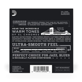 D'Addario Guitar Strings - XL Chromes Electric Guitar Strings - Flat Wound - Polished for Ultra-Smooth Feel and Warm, Mellow Tone - ECG24-3D - Jazz Light, 11-50, 3-Pack