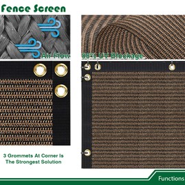 Goleray 5'x78' Privacy Screen Fence Panels Outdoor Balcony Screen Mesh Fencing Shade Net Cover Blockage Temporary Fence for Backyard Pool Deck Patio Garden, Brown