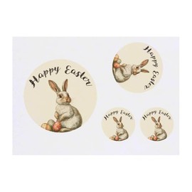 Azeeda 4 x 'Frohe Ostern mit Kaninchen und Eiern' Temporäre Tattoos - Wasserfest, Hautfreundlich & Ungiftig · Transfers in Verschiedenen Größen (TO00084534)