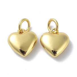 DanLingJewelry 20Pcs Golden Color Love Heart Charms Mini Brass Heart Shaped Charms for Valentine's Day Jewelry Making Bracelets Necklaces, Non-Precious Metal, No Gemstone