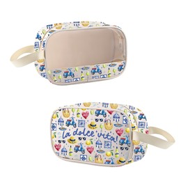 MEIKIUP La Dolce Vita Clear Makeup Bag Amalfi Coast Bachelorette Weekend Gift Italy Travel Toiletry Bag Cosmetic Bag (La CMB)
