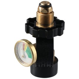 FEIYING Adapter with Gauge,Propane Cylinder Brass Gas Tank Gas Pressure Meter Propane Tank Refill Connection QCC1