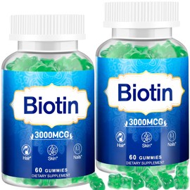 Vitaluxy Hair Skin and Nails Gummies, 2 Pack High Potency Hair Vitamin for Women, Men & Kids, Vitamin D & E,B16,B12, Biotin Gummies for Hair Growth, Skin, and Stronger Nails, Lime Flavor, 120 Count