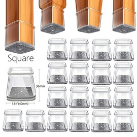 Square Chair rubber Leg Protectors for Hardwood Floor Fits All Shape Chair Mat for Wood and Tile Floors. Chair Leg Universal Cover Elastic Mold Rectangular Silicone:_Large (Fit1.02"-1.6")-Grey_24PCS