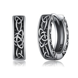 SHEAISRS Celtic Earrings 925 Sterling Silver Nordic Viking Earrings Jewelry Gift for Women Men Hoop earrings