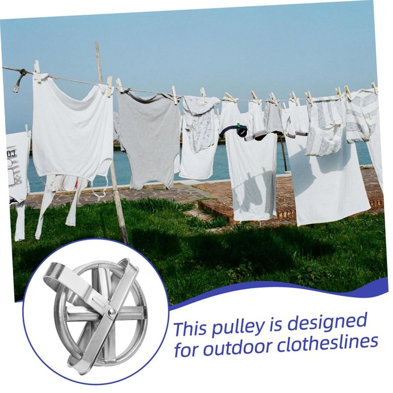 Hohopeti 2Pcs Clothesline Pulley Kit Washing Line Pulley System for