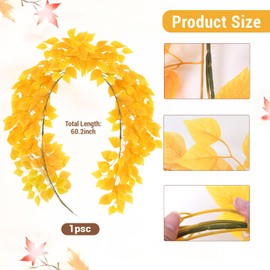 RECUTMS Artificial Birch Leaves Vine 2Pcs 9.84Ft Fake Hanging Plant Fall Garland Silk Birch Leaves Ivy for Indoor Outdoor Wedding Jungle Birthday Autumn Wreath Thanksgiving Party Decor（Yellow）