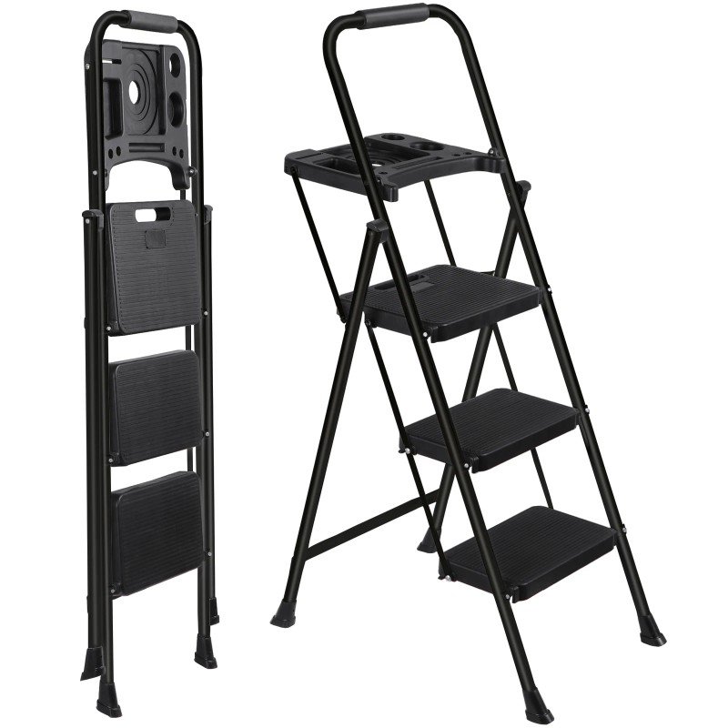 SEGAWE 3 Step Ladders Folding Step Stool Anti-Slip Pedals Compact