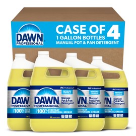 Dawn Dishwashing Liquid Soap Detergent, Bulk Degreaser Removes Greasy Foods from Pots, Pans and Dishes in Commercial Restaurant Kitchens, Lemon Scent, 1 Gal (Case of 4) (Packaging May Vary)